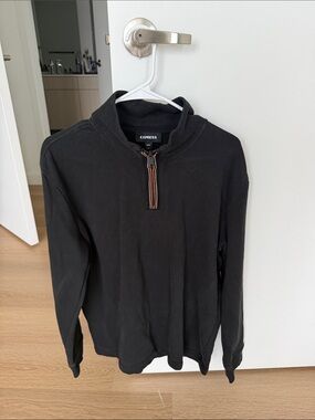 Express Black Quarter-Zip Pullover with Orange Trim